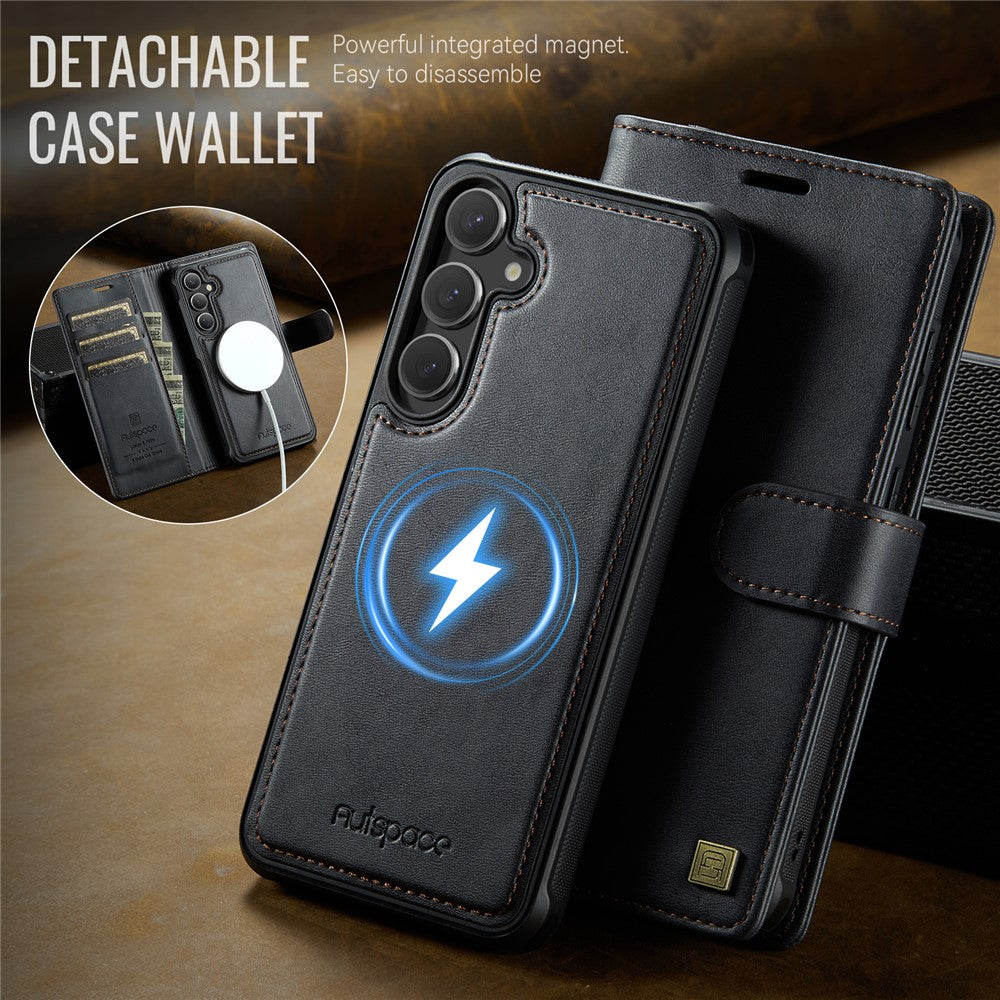 AUTSPACE A05 For Samsung Galaxy S25 FE Case Wallet Stand Detachable Leather Magnetic Phone Cover