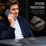AUTSPACE A05 For Samsung Galaxy S25 FE Case Wallet Stand Detachable Leather Magnetic Phone Cover