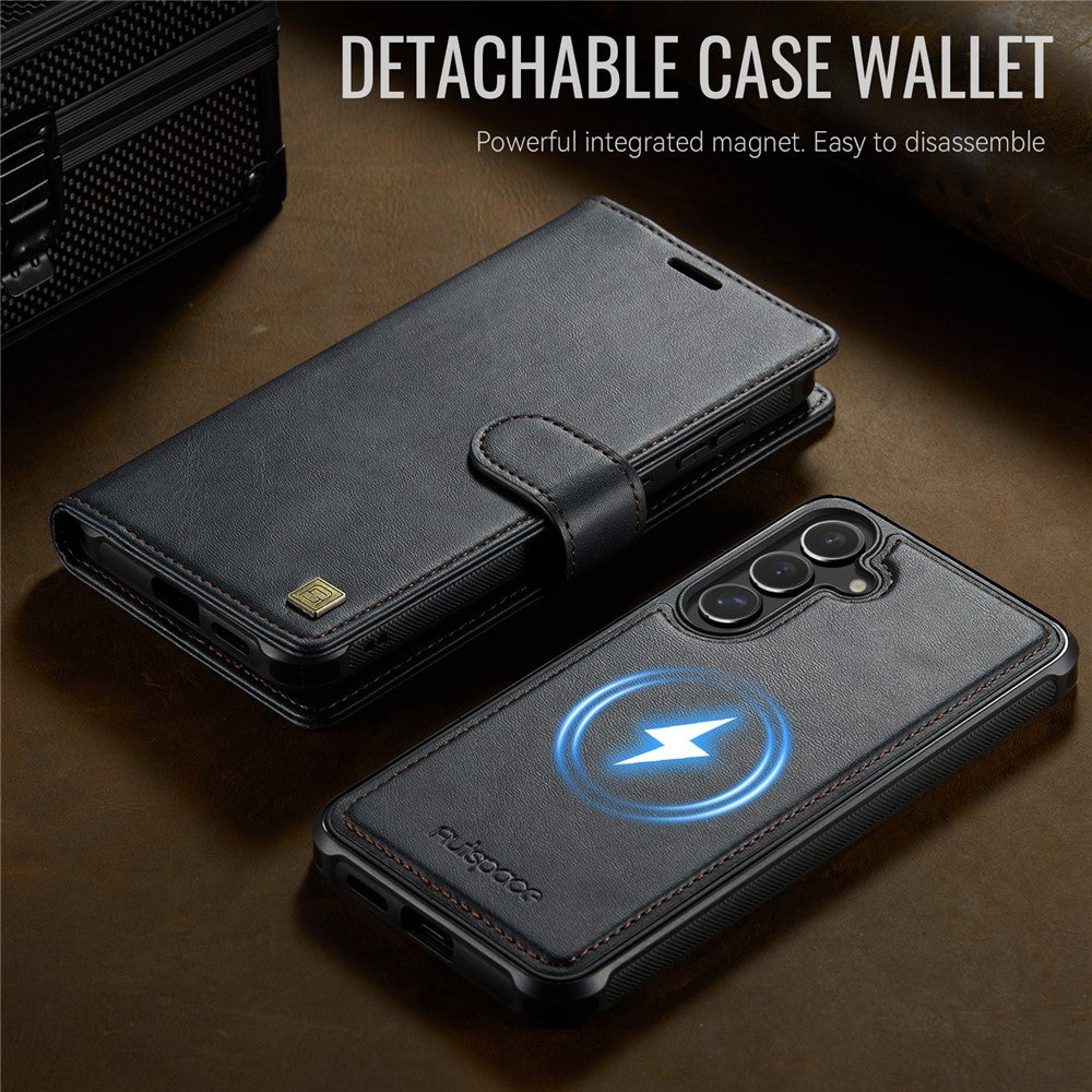 AUTSPACE A05 For Samsung Galaxy S25 FE Case Wallet Stand Detachable Leather Magnetic Phone Cover