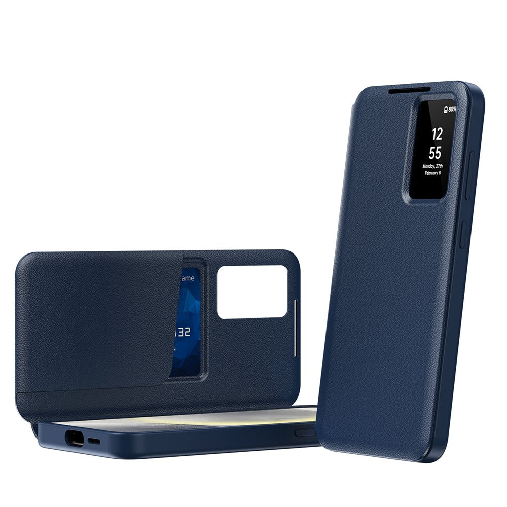 For Samsung Galaxy S26 Case with Card Holder Smart View Window Leather Phone Cover