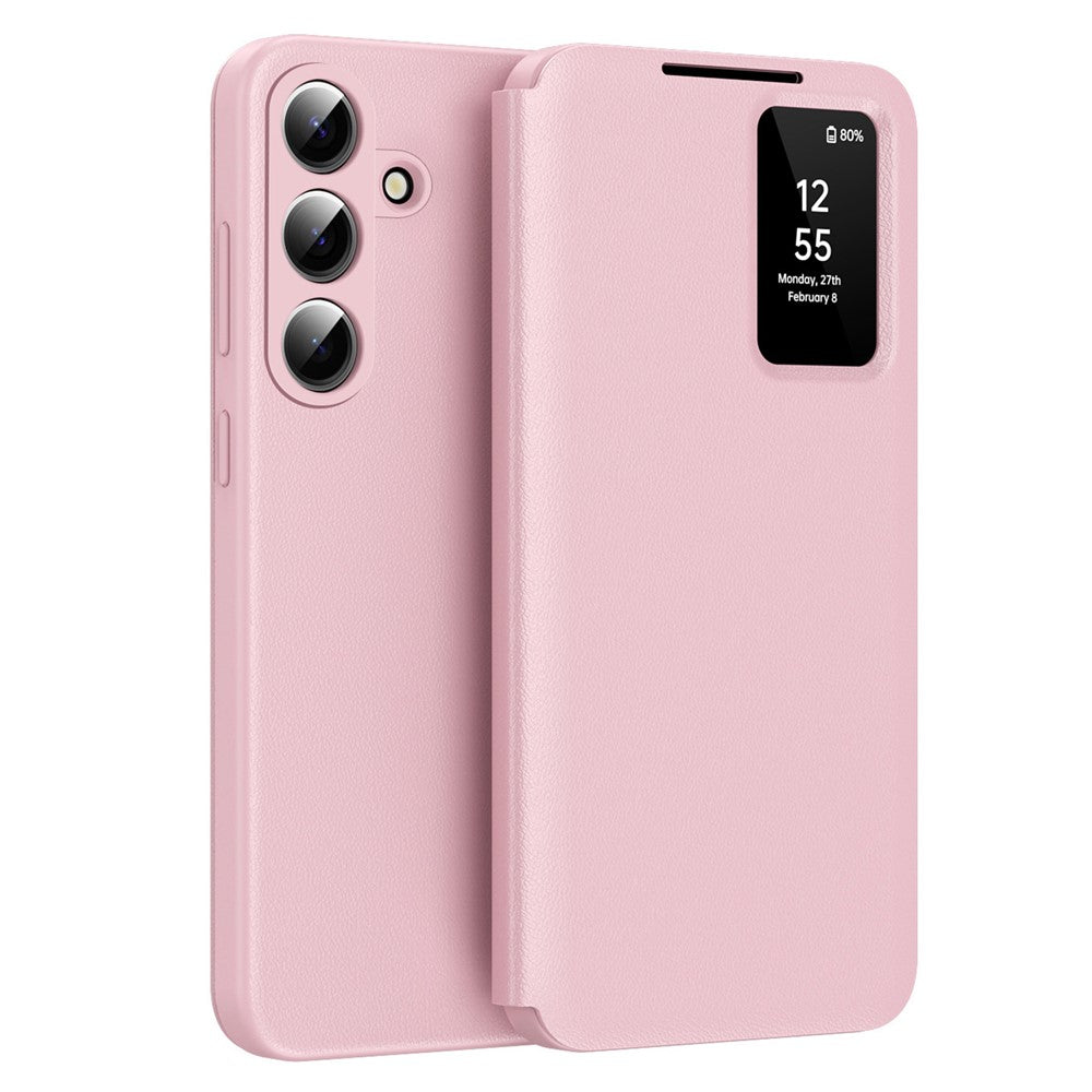 For Samsung Galaxy S26 Case with Card Holder Smart View Window Leather Phone Cover