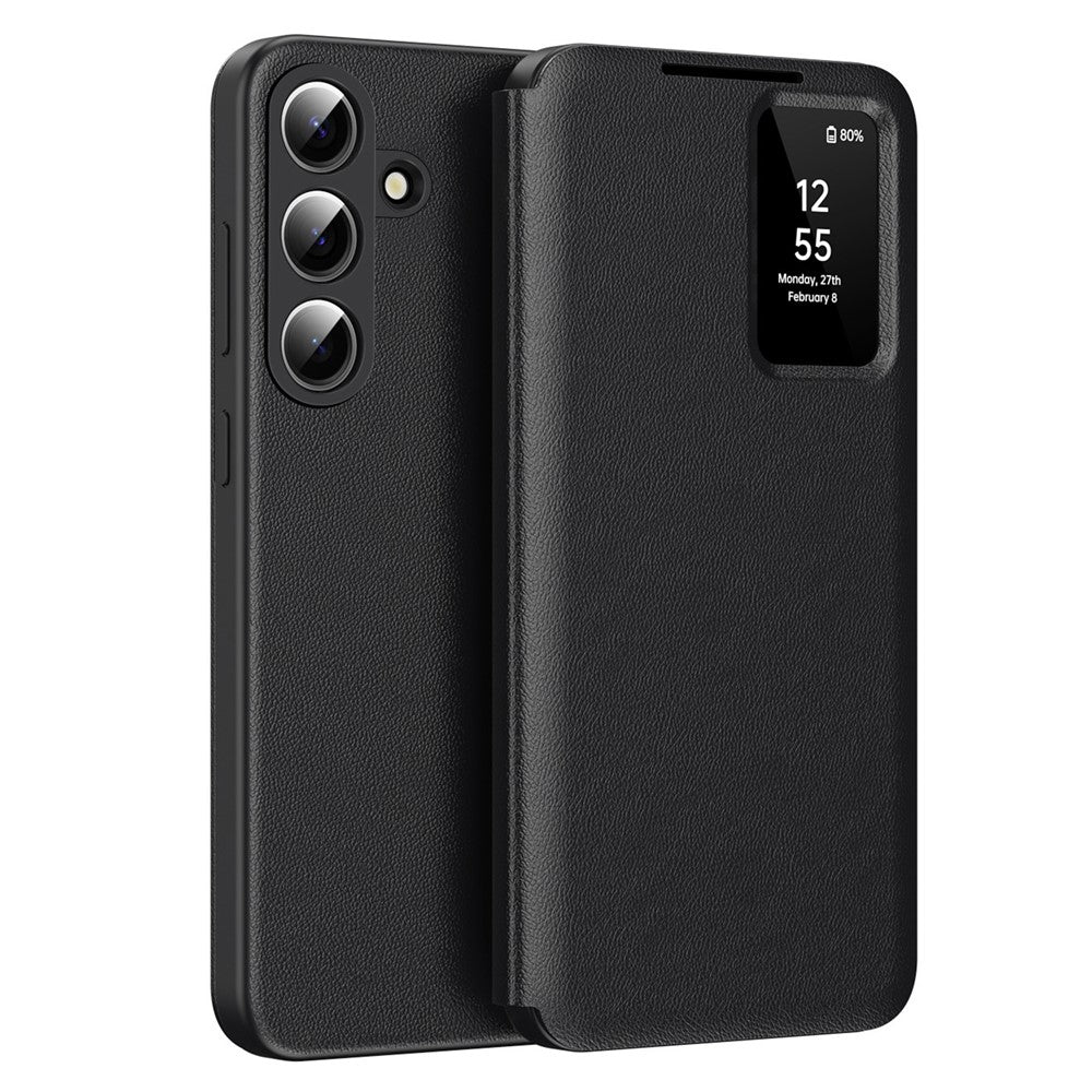 For Samsung Galaxy S26 Case with Card Holder Smart View Window Leather Phone Cover