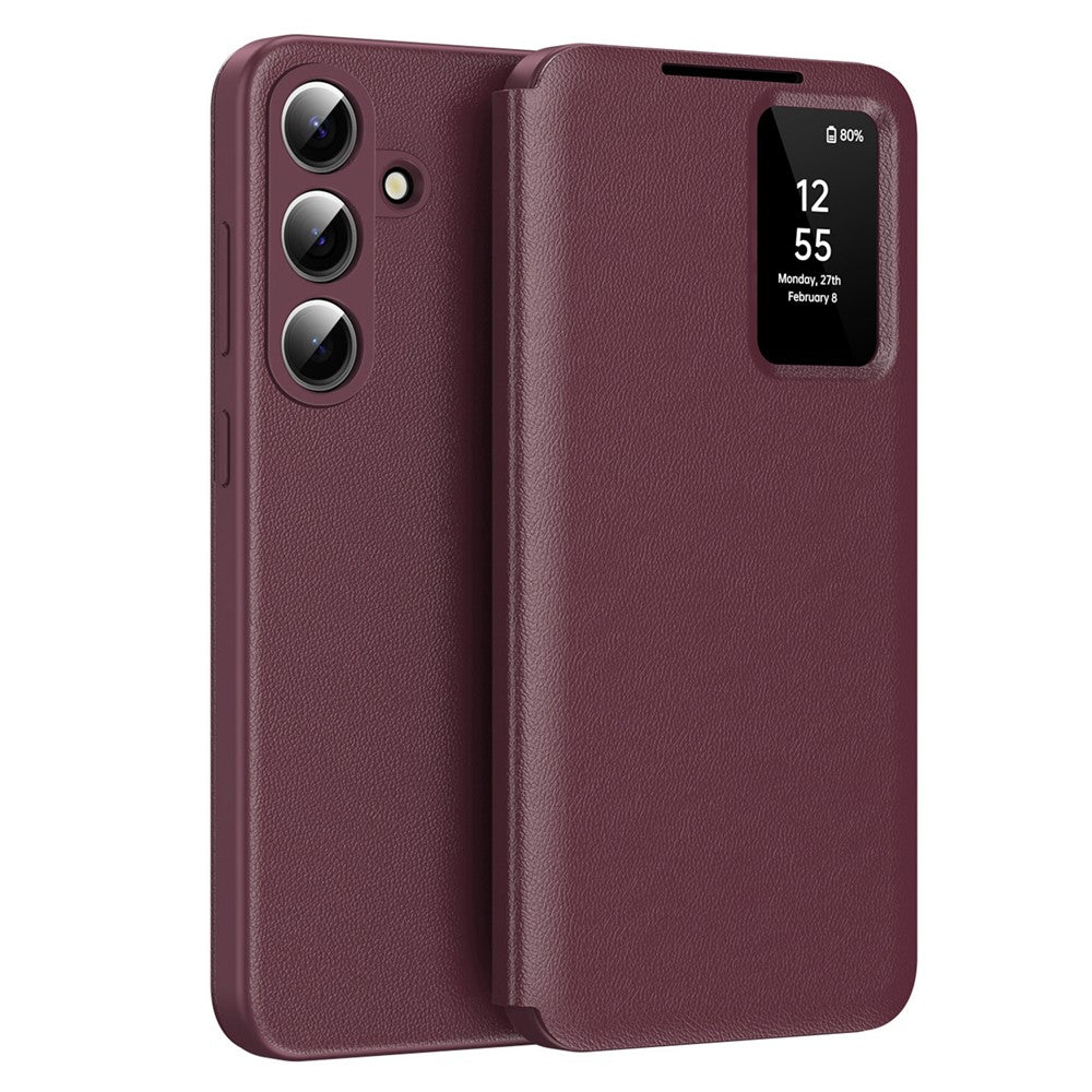 For Samsung Galaxy S26 Case with Card Holder Smart View Window Leather Phone Cover