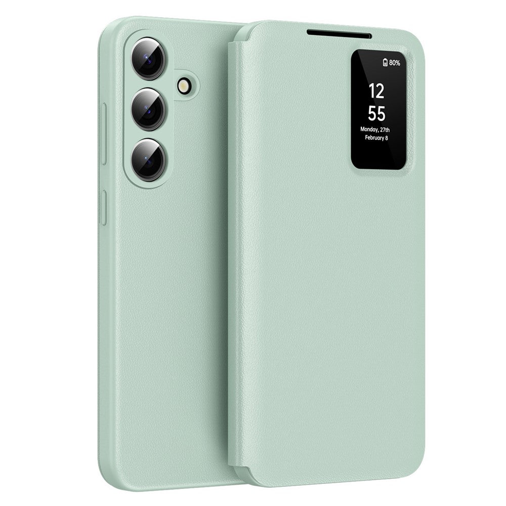 For Samsung Galaxy S26 Case with Card Holder Smart View Window Leather Phone Cover