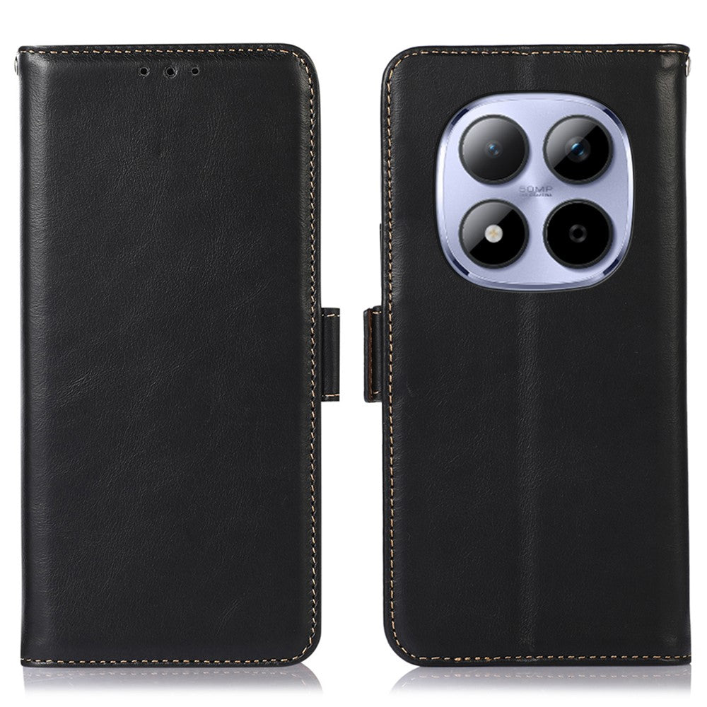 For Xiaomi Redmi Note 15 Pro 4G (Global) Case RFID Blocking Genuine Cow Leather Wallet Phone Cover