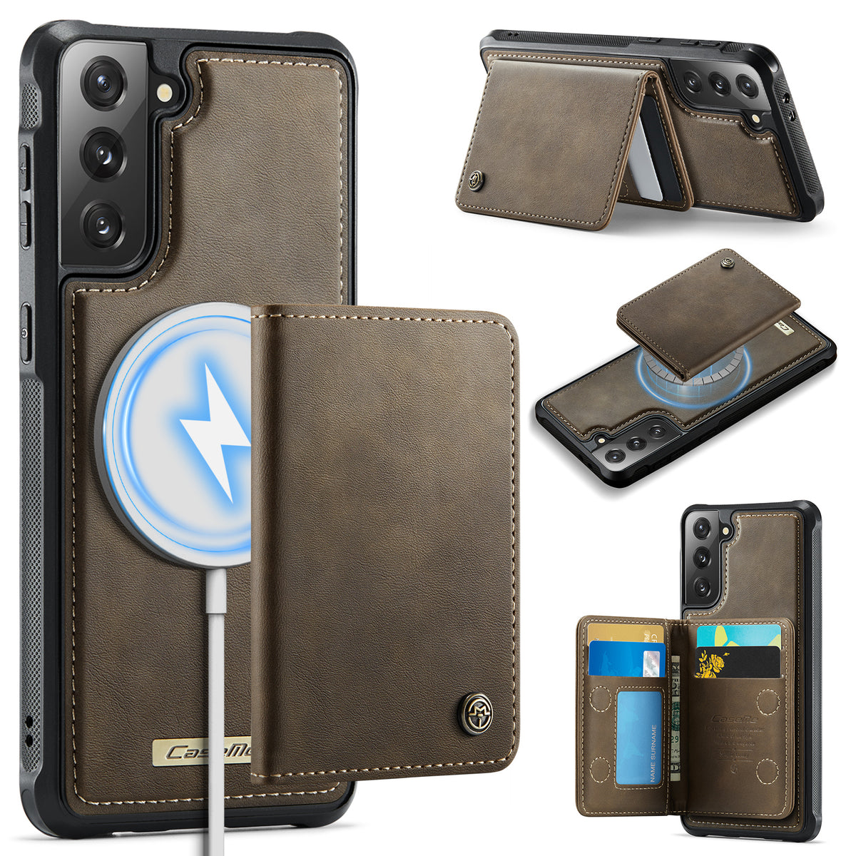 CASEME For Samsung Galaxy S21 5G / Galaxy S21 4G Magnetic Case ME80 Series Leather PC TPU Phone Cover with Detachable Wallet