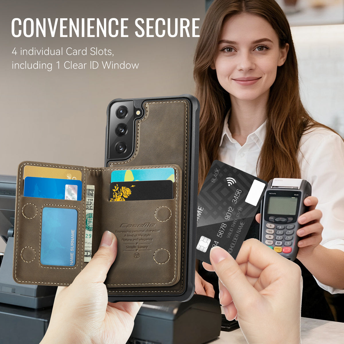 CASEME For Samsung Galaxy S21 5G / Galaxy S21 4G Magnetic Case ME80 Series Leather PC TPU Phone Cover with Detachable Wallet