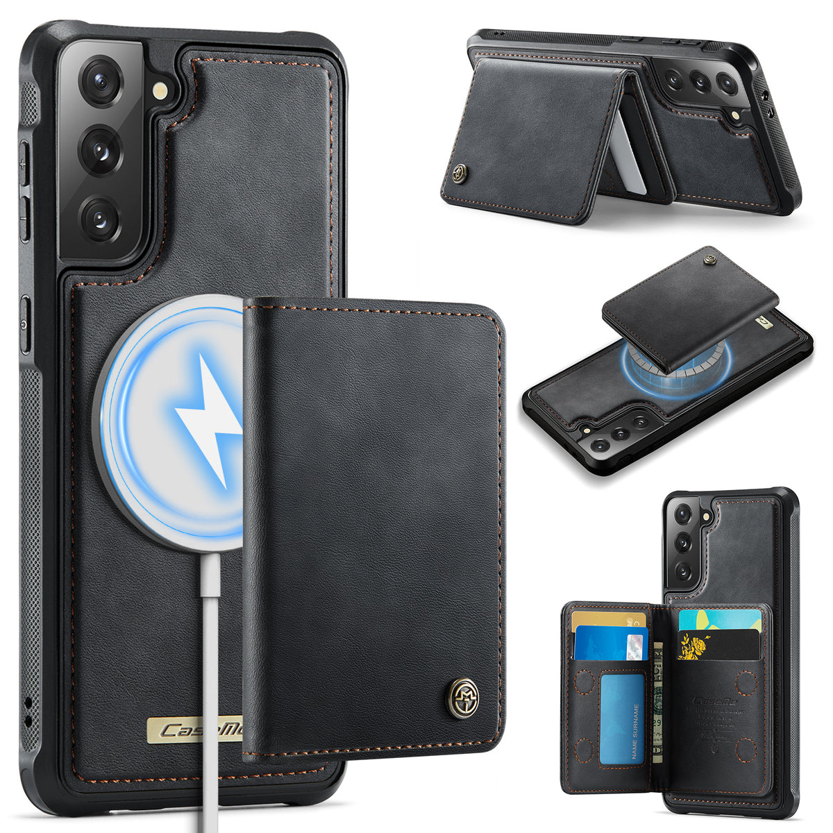 CASEME For Samsung Galaxy S21 5G / Galaxy S21 4G Magnetic Case ME80 Series Leather PC TPU Phone Cover with Detachable Wallet