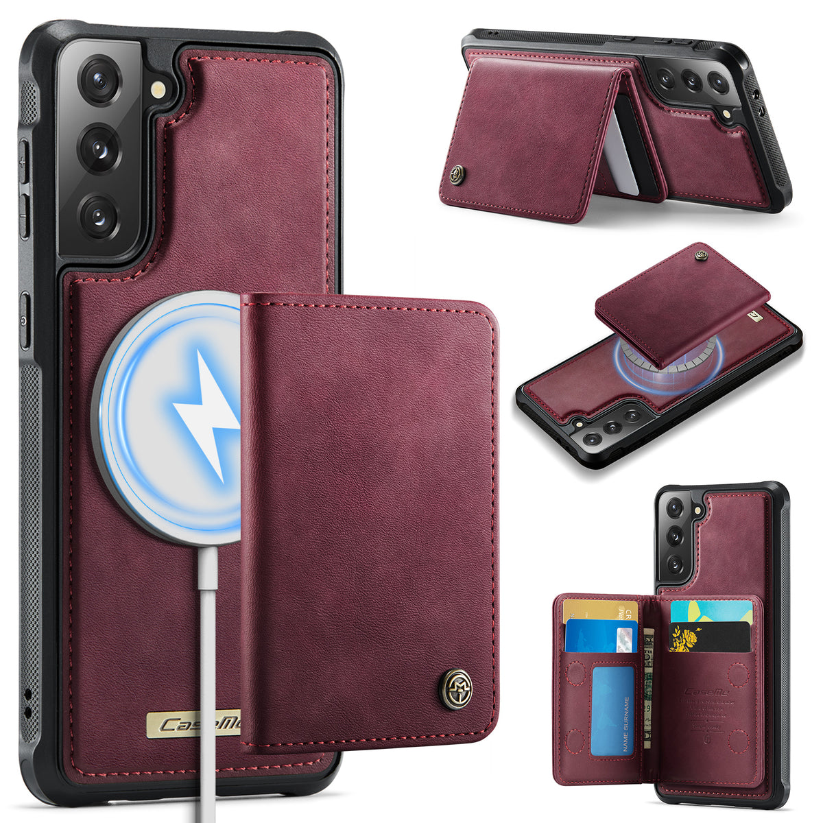 CASEME For Samsung Galaxy S21 5G / Galaxy S21 4G Magnetic Case ME80 Series Leather PC TPU Phone Cover with Detachable Wallet