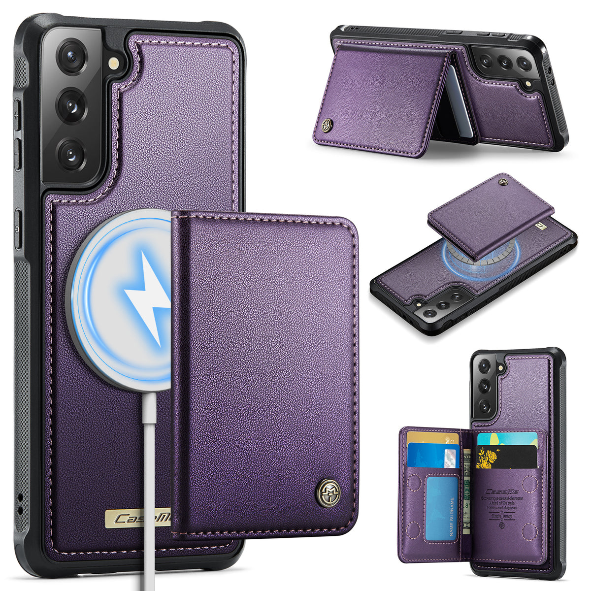 CASEME For Samsung Galaxy S21 5G / Galaxy S21 4G Magnetic Case ME80 Series Leather PC TPU Phone Cover with Detachable Wallet