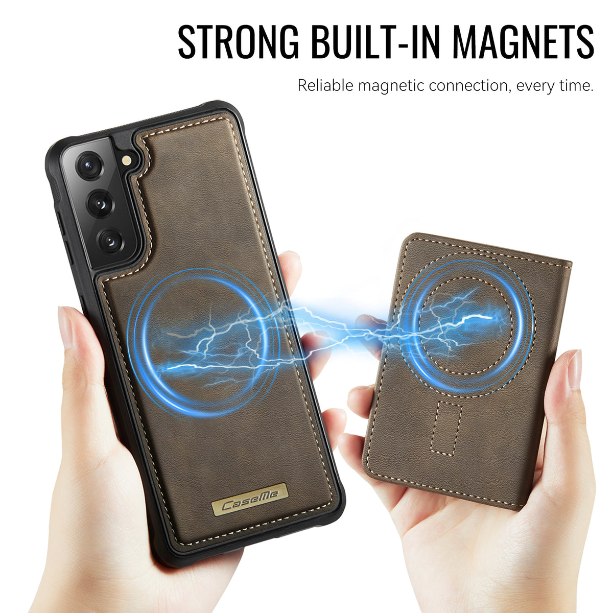 CASEME ME80-seriens magnetiske læderetui til Samsung Galaxy S21+ 5G i PC og TPU med aftagelig pung
