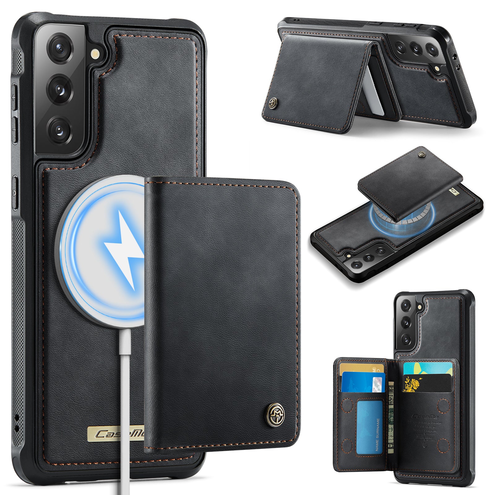 CASEME For Samsung Galaxy S21+ 5G Magnetic Case ME80 Series Leather PC TPU Phone Cover with Detachable Wallet