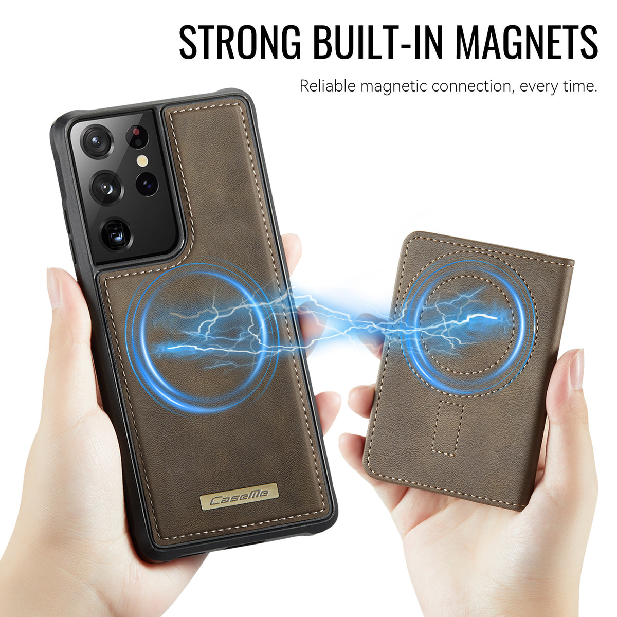 CASEME För Samsung Galaxy S21 Ultra 5G Magnetiskt Skal ME80-serien Läder PC TPU mobilskal med Avtagbar Plånbok