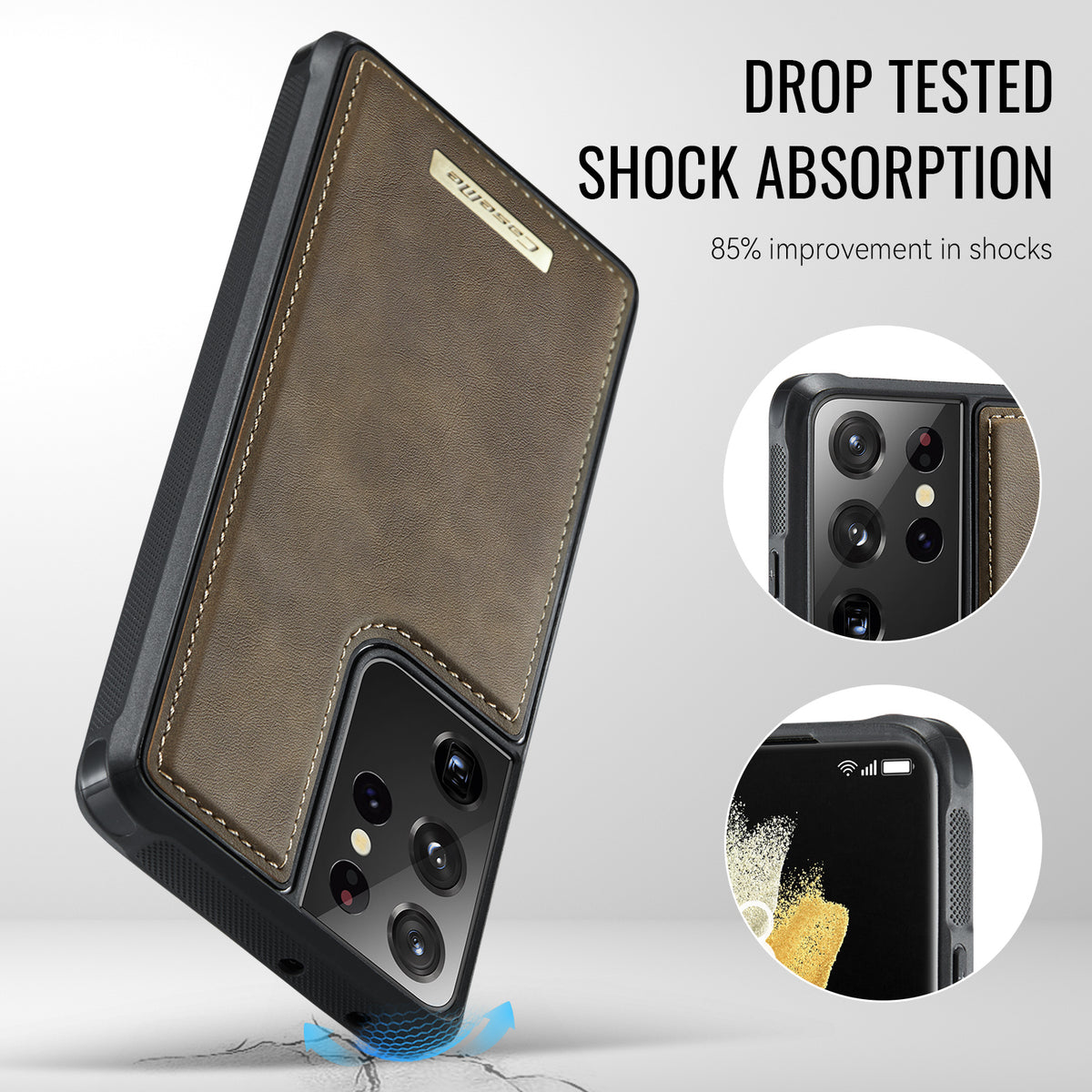 CASEME For Samsung Galaxy S21 Ultra 5G Magnetic Case ME80 Series Leather PC TPU Phone Cover with Detachable Wallet
