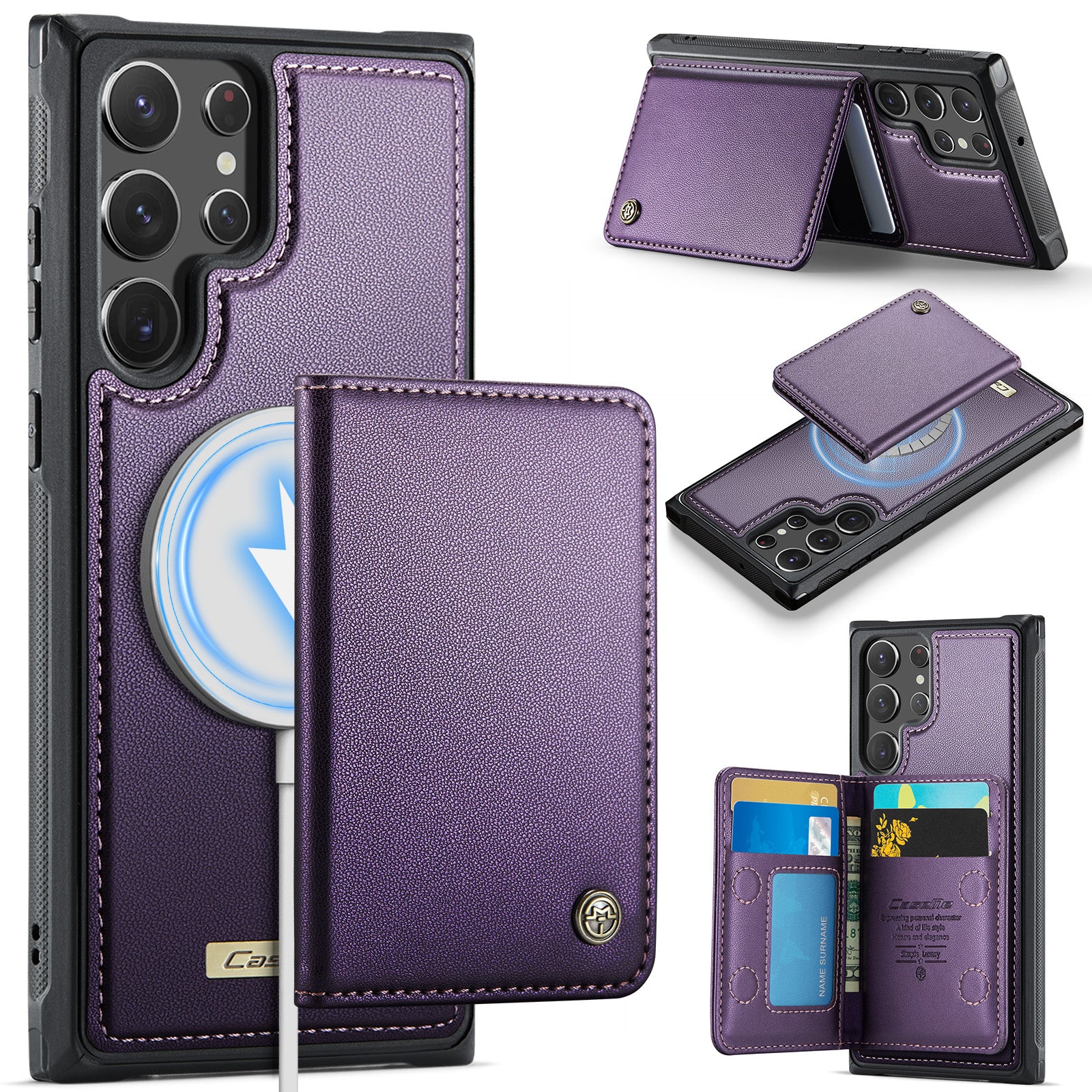 CASEME til Samsung Galaxy S22 Ultra 5G Magnetisk Etui ME80-serie Læder PC TPU Telefoncover med aftagelig pung