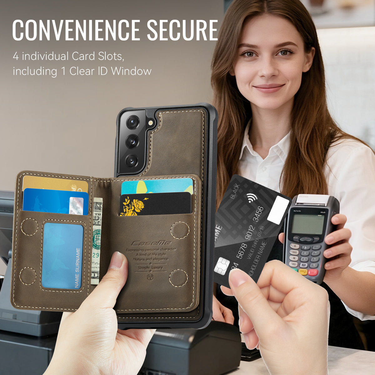 CASEME För Samsung Galaxy S21 FE 5G Magnetiskt Skal ME80-serien Läder PC TPU mobilskal med Avtagbar Plånbok