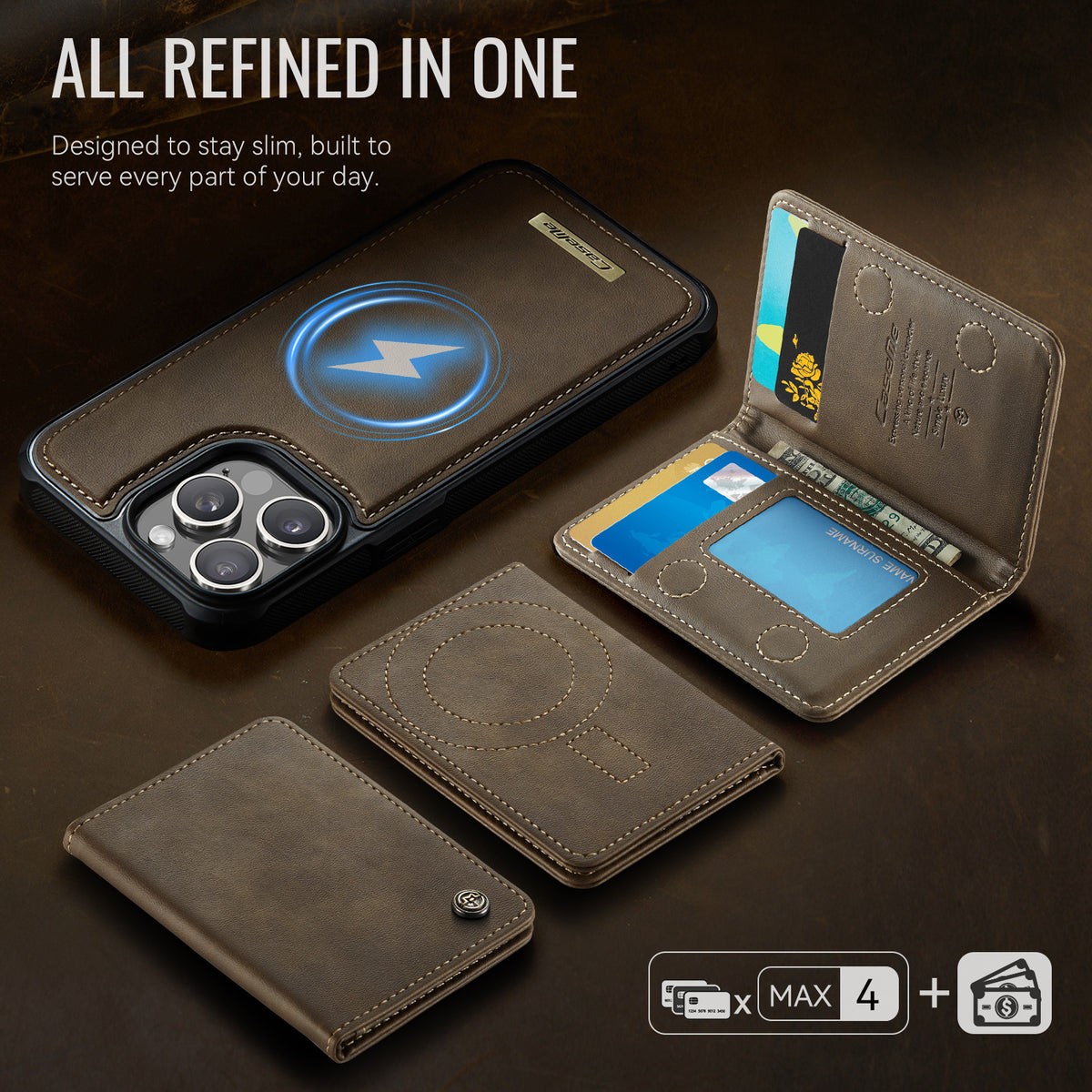 CASEME For iPhone 14 Pro Magnetic Case ME80 Series Leather PC TPU Phone Cover with Detachable Wallet