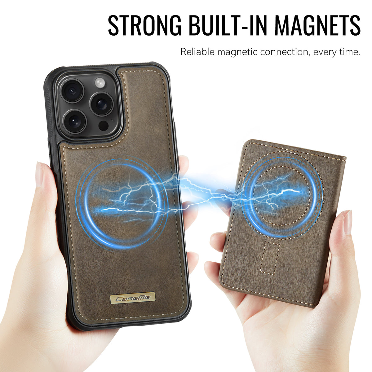 CASEME For iPhone 14 Pro Magnetic Case ME80 Series Leather PC TPU Phone Cover with Detachable Wallet