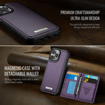 CASEME For iPhone 15 Pro Max Magnetic Case  ME80 Series Leather PC TPU Phone Cover with Detachable Wallet