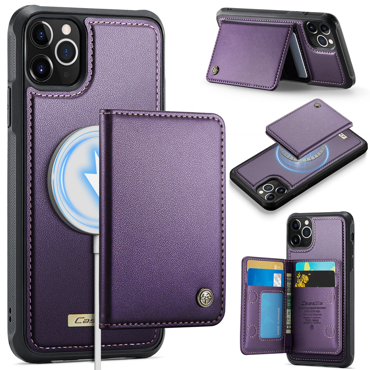 CASEME For iPhone 11 Pro Max Magnetic Case  ME80 Series Leather PC TPU Phone Cover with Detachable Wallet