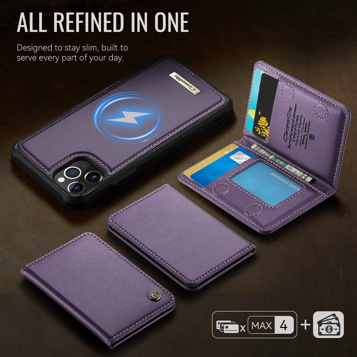 CASEME For iPhone 11 Pro Max Magnetic Case  ME80 Series Leather PC TPU Phone Cover with Detachable Wallet