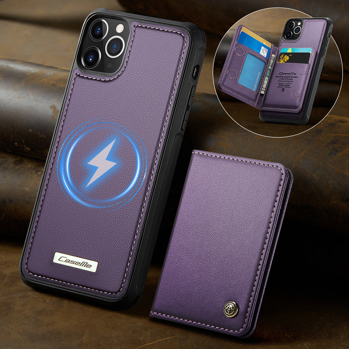 CASEME For iPhone 11 Pro Max Magnetic Case  ME80 Series Leather PC TPU Phone Cover with Detachable Wallet