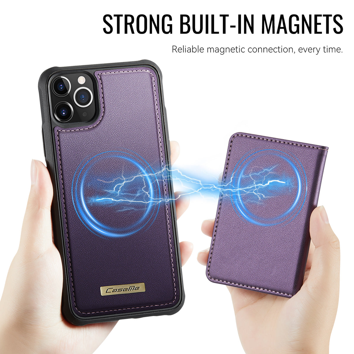 CASEME For iPhone 11 Pro Max Magnetic Case  ME80 Series Leather PC TPU Phone Cover with Detachable Wallet