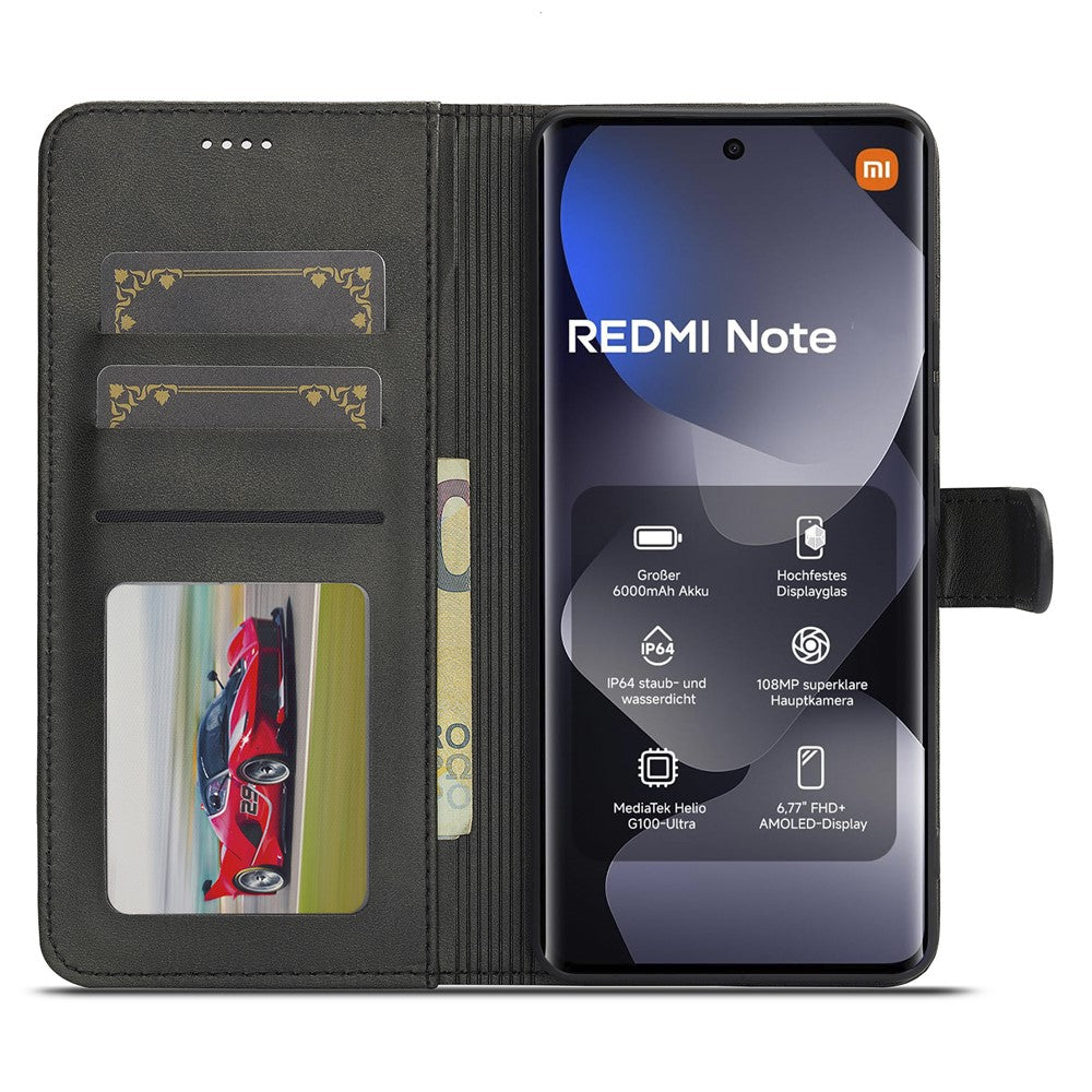 LC.IMEEKE Wallet Case for Xiaomi Poco M8 5G / Redmi Note 15 5G (Global) / 15 4G (Global) Calf Texture Leather Phone Cover