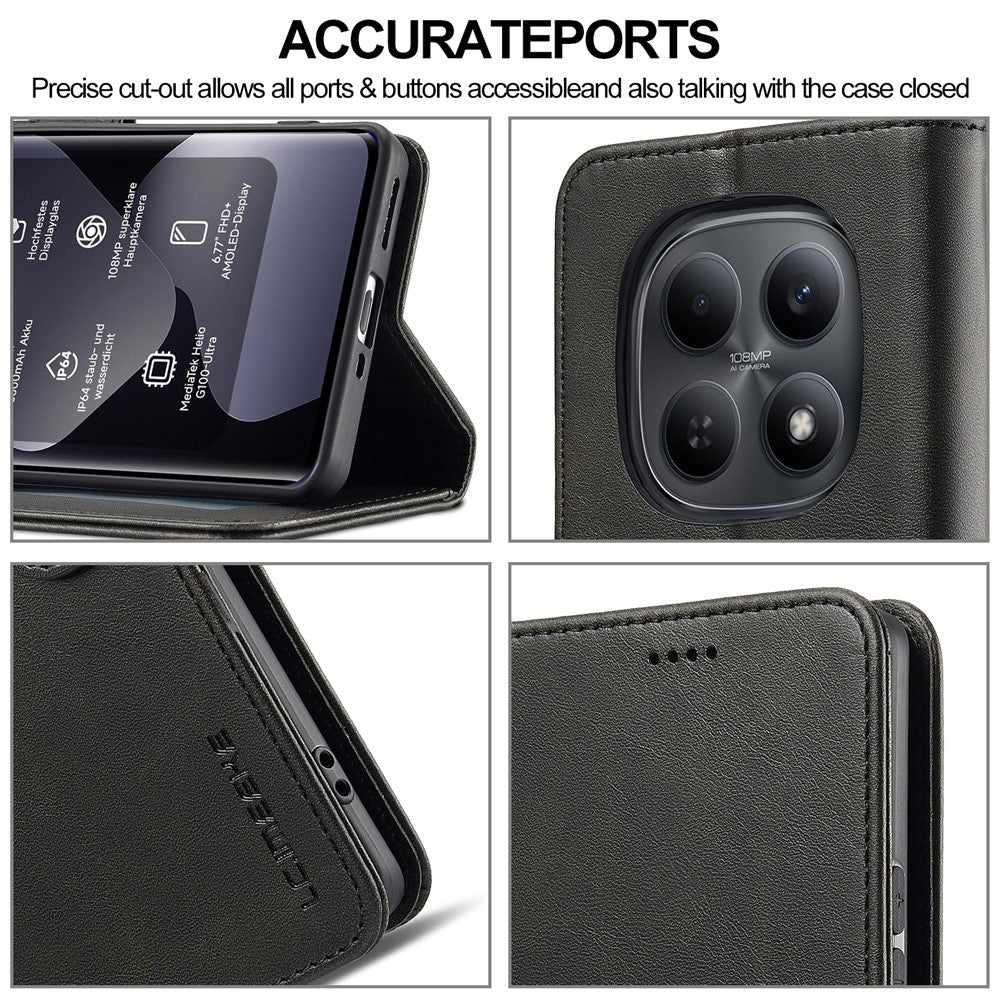 LC.IMEEKE Wallet Case for Xiaomi Poco M8 5G / Redmi Note 15 5G (Global) / 15 4G (Global) Calf Texture Leather Phone Cover