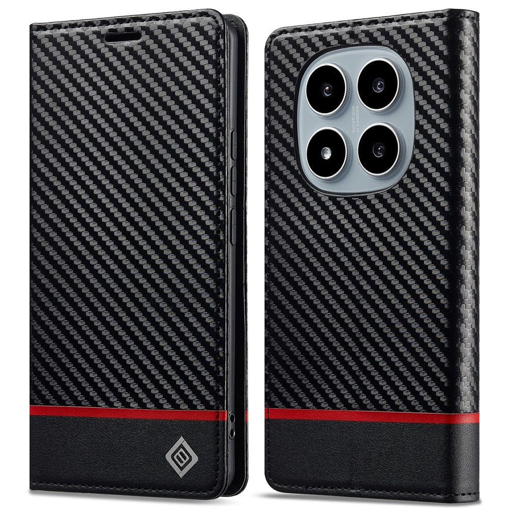 LC.IMEEKE Plånboksfodral för Xiaomi Poco M8 5G / Redmi Note 15 5G (Global) / 15 4G (Global) Läderfodral med Kolfiberstruktur
