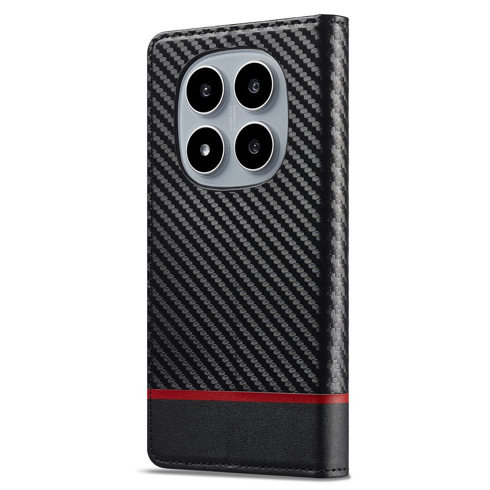 LC.IMEEKE For Xiaomi Redmi Note 15 Pro 4G (Global) Wallet Case Carbon Fiber Texture Leather Phone Cover