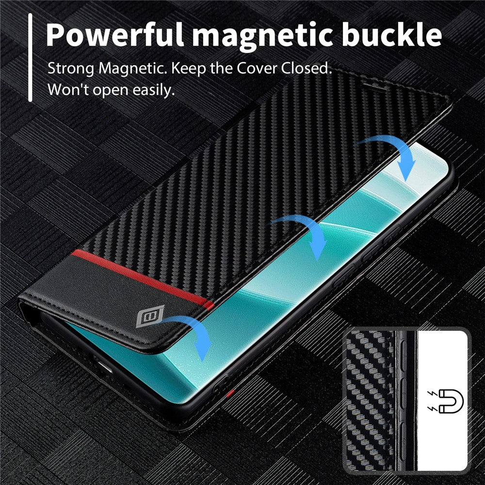 LC.IMEEKE For Xiaomi Redmi Note 15 Pro 4G (Global) Wallet Case Carbon Fiber Texture Leather Phone Cover