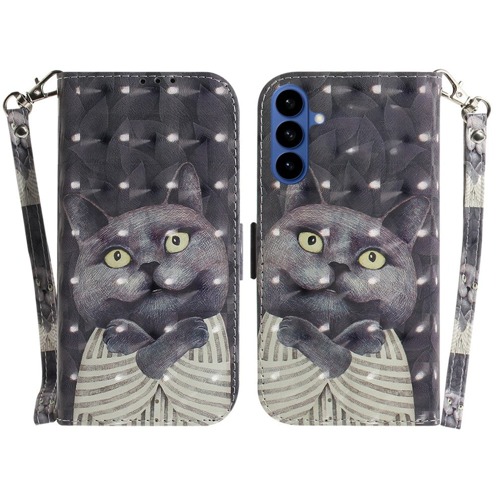 For Samsung Galaxy A37 5G Case Pattern Printing Leather Wallet Phone Cover with Wrist Strap