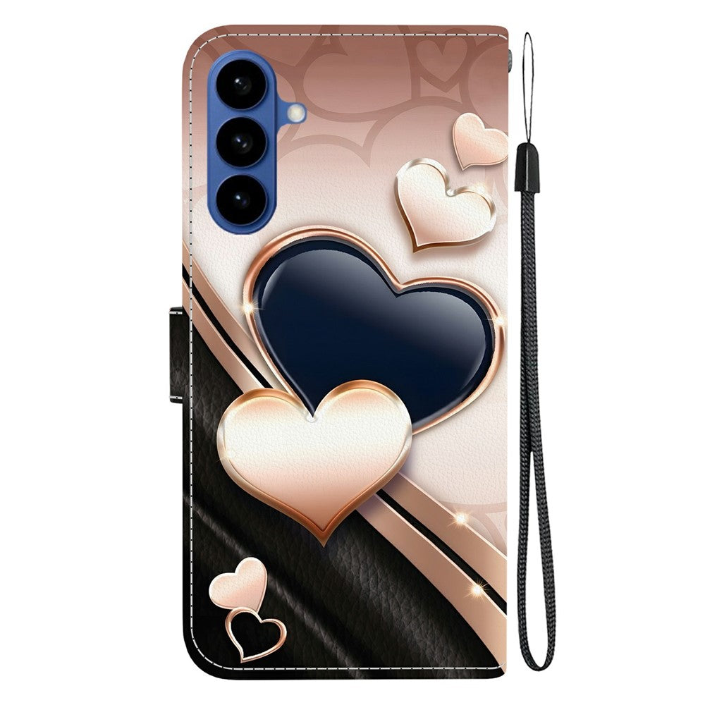 Samsung Galaxy A37 5G Läderfodral Stativ Plånbok Mönster Tryck mobilfodral med Handledsrem