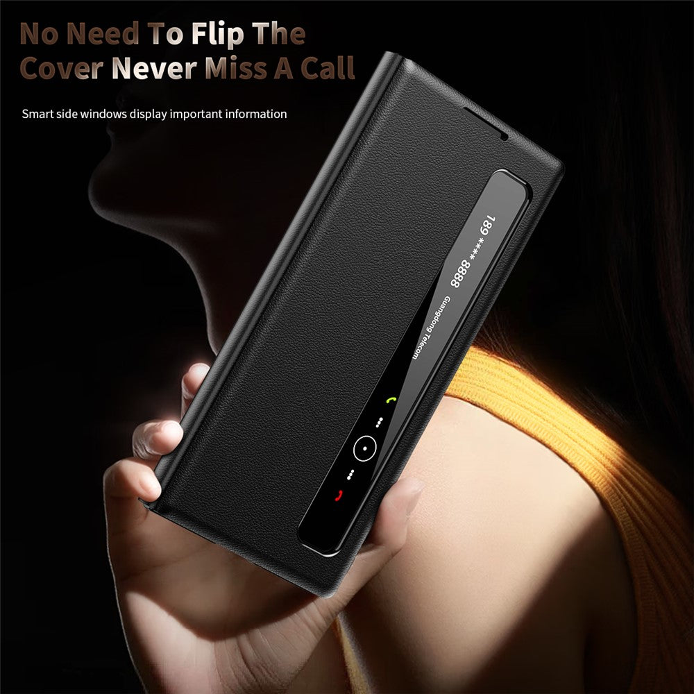 Til Samsung Galaxy Z Fold4 5G-cover Smart View Window lædertelefoncover