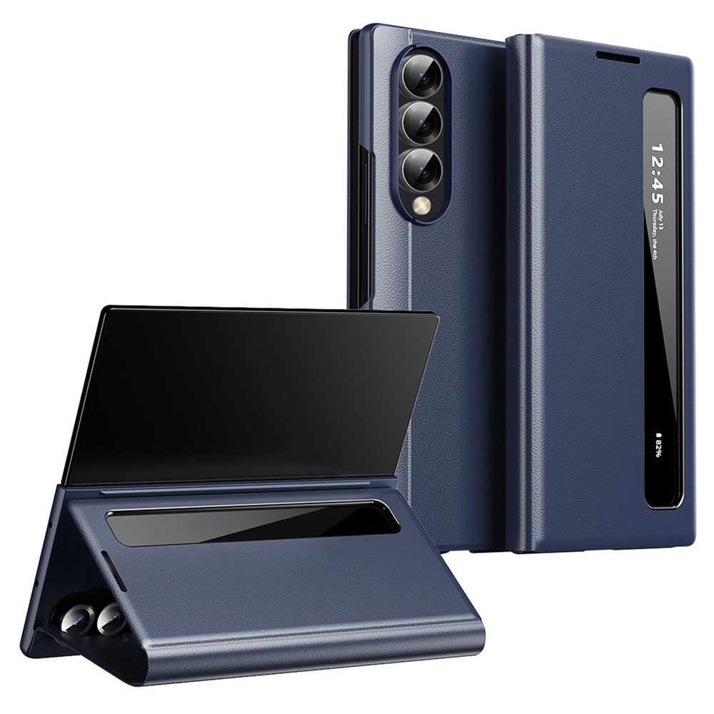 Til Samsung Galaxy Z Fold4 5G-cover Smart View Window lædertelefoncover