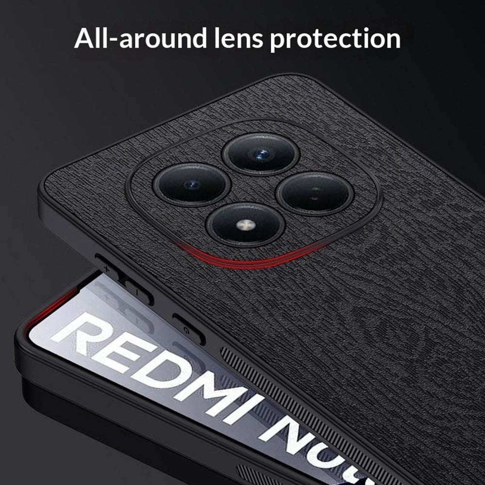 For Xiaomi Redmi Note 15 4G (Global) Case Wood Texture PU Leather Coated PC TPU Phone Cover