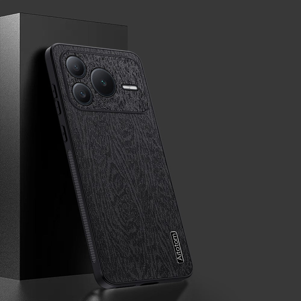 For Honor Power2 5G Case Wood Texture PU Leather Coated PC TPU Phone Cover