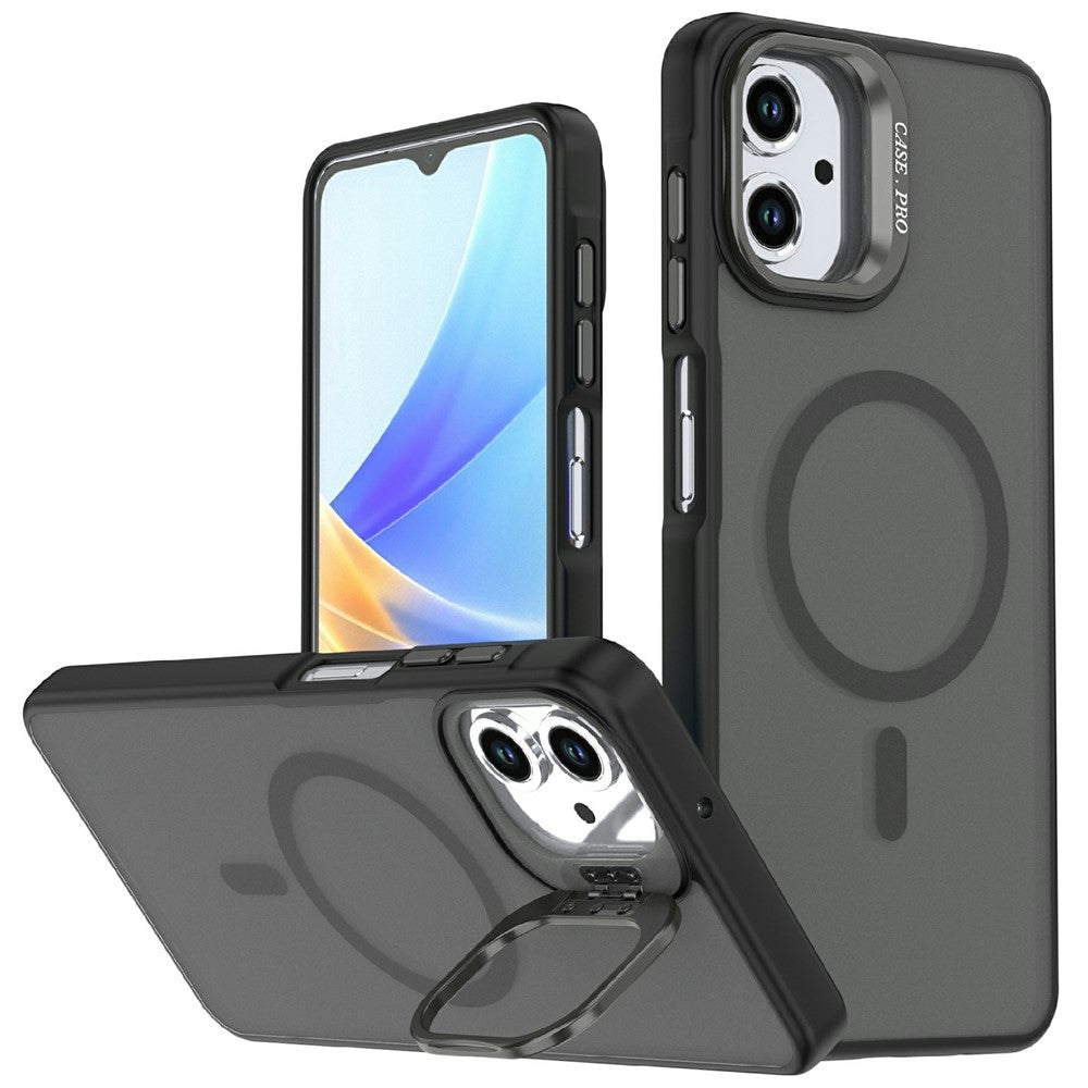 Magnetiskt skal för Samsung Galaxy A08 4G / A07 5G / A07 4G / A06 5G / A06 4G, vikbart stativ, matt PC + TPU-mobilskal