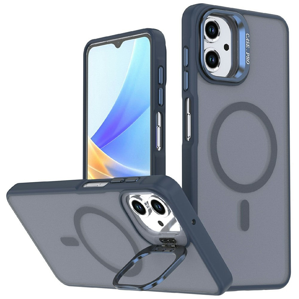 Magnetiskt skal för Samsung Galaxy A08 4G / A07 5G / A07 4G / A06 5G / A06 4G, vikbart stativ, matt PC + TPU-mobilskal