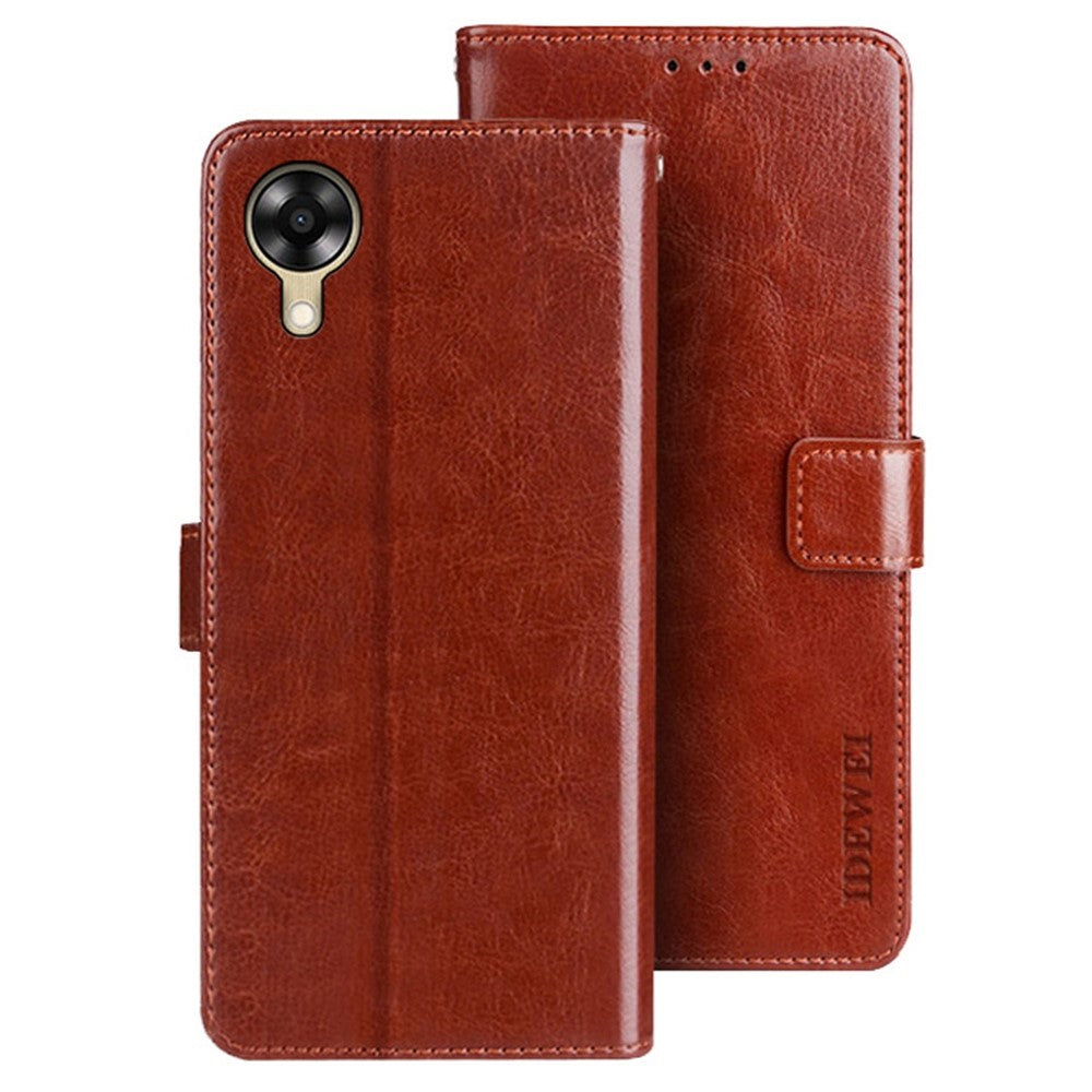 IDEWEI For Oppo A17k 4G Crazy Horse Texture Wallet Flip Cover PU Leather Magnetic Closure Shockproof Folio Book Stand Phone Case