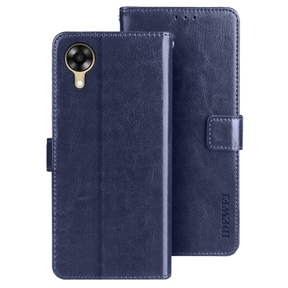 IDEWEI For Oppo A17k 4G Crazy Horse Texture Wallet Flip Cover PU Leather Magnetic Closure Shockproof Folio Book Stand Phone Case