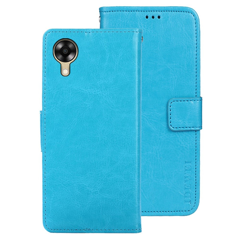 IDEWEI For Oppo A17k 4G Crazy Horse Texture Wallet Flip Cover PU Leather Magnetic Closure Shockproof Folio Book Stand Phone Case