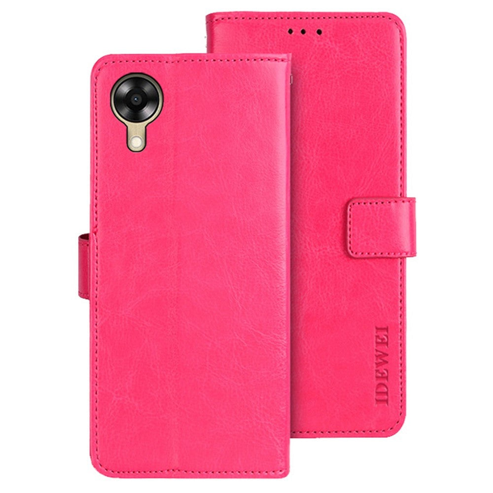 IDEWEI For Oppo A17k 4G Crazy Horse Texture Wallet Flip Cover PU Leather Magnetic Closure Shockproof Folio Book Stand Phone Case