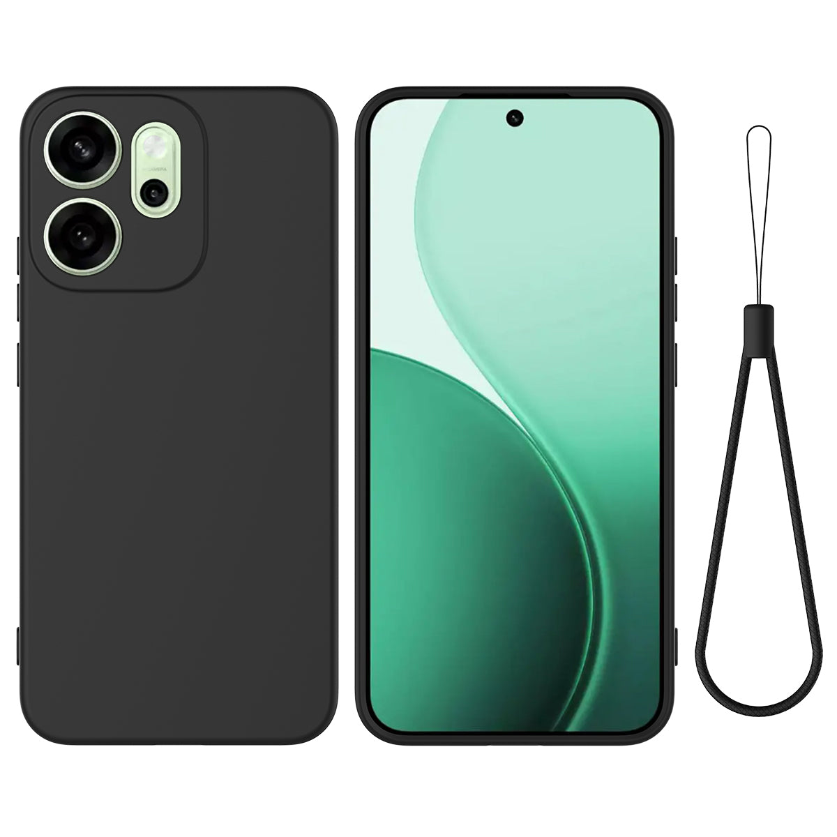 For Oppo Reno15 Pro 5G (China) / Oppo Reno15 Pro Max 5G (Global) Liquid Silicone Case Phone Back Cover with Hand Strap