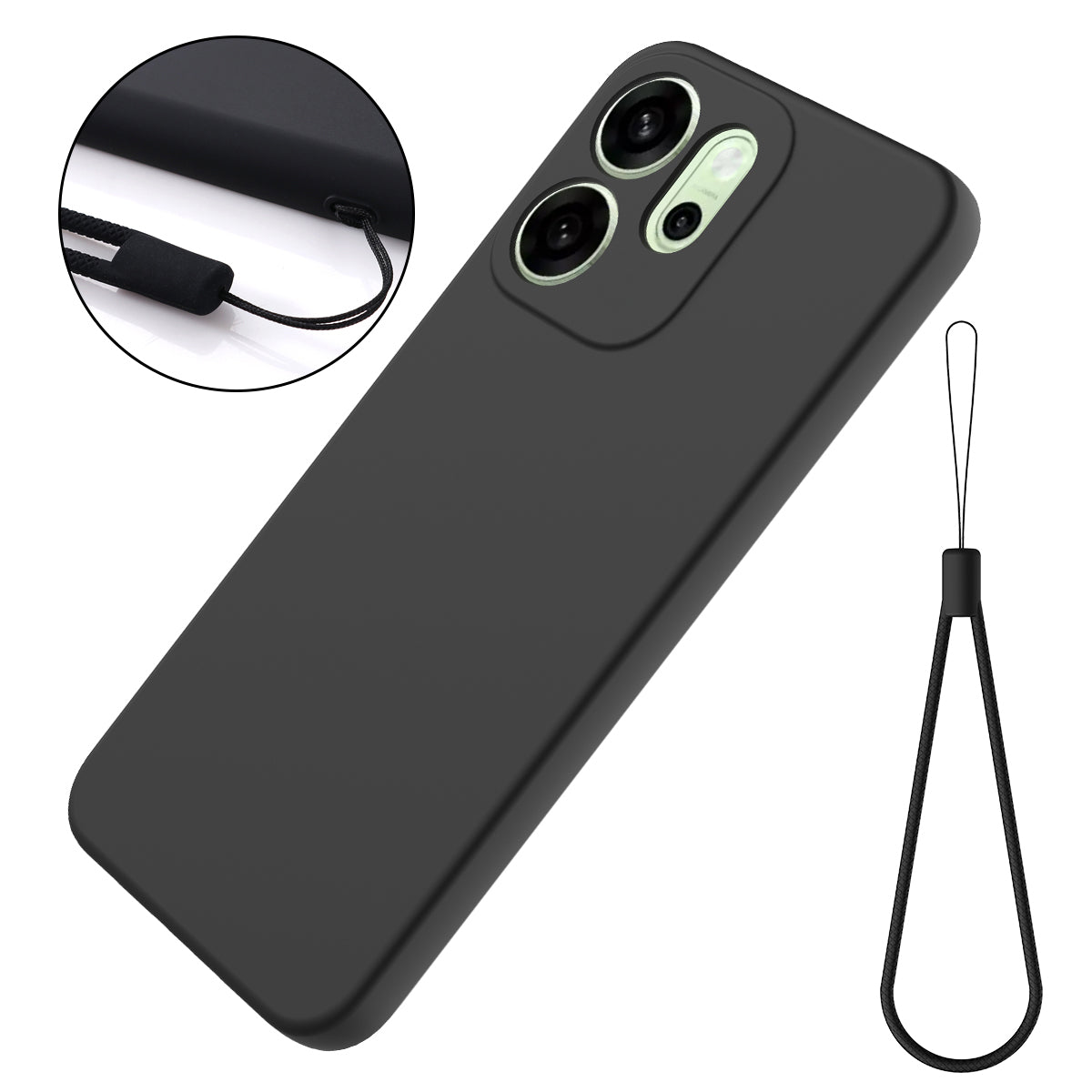 For Oppo Reno15 Pro 5G (China) / Oppo Reno15 Pro Max 5G (Global) Liquid Silicone Case Phone Back Cover with Hand Strap