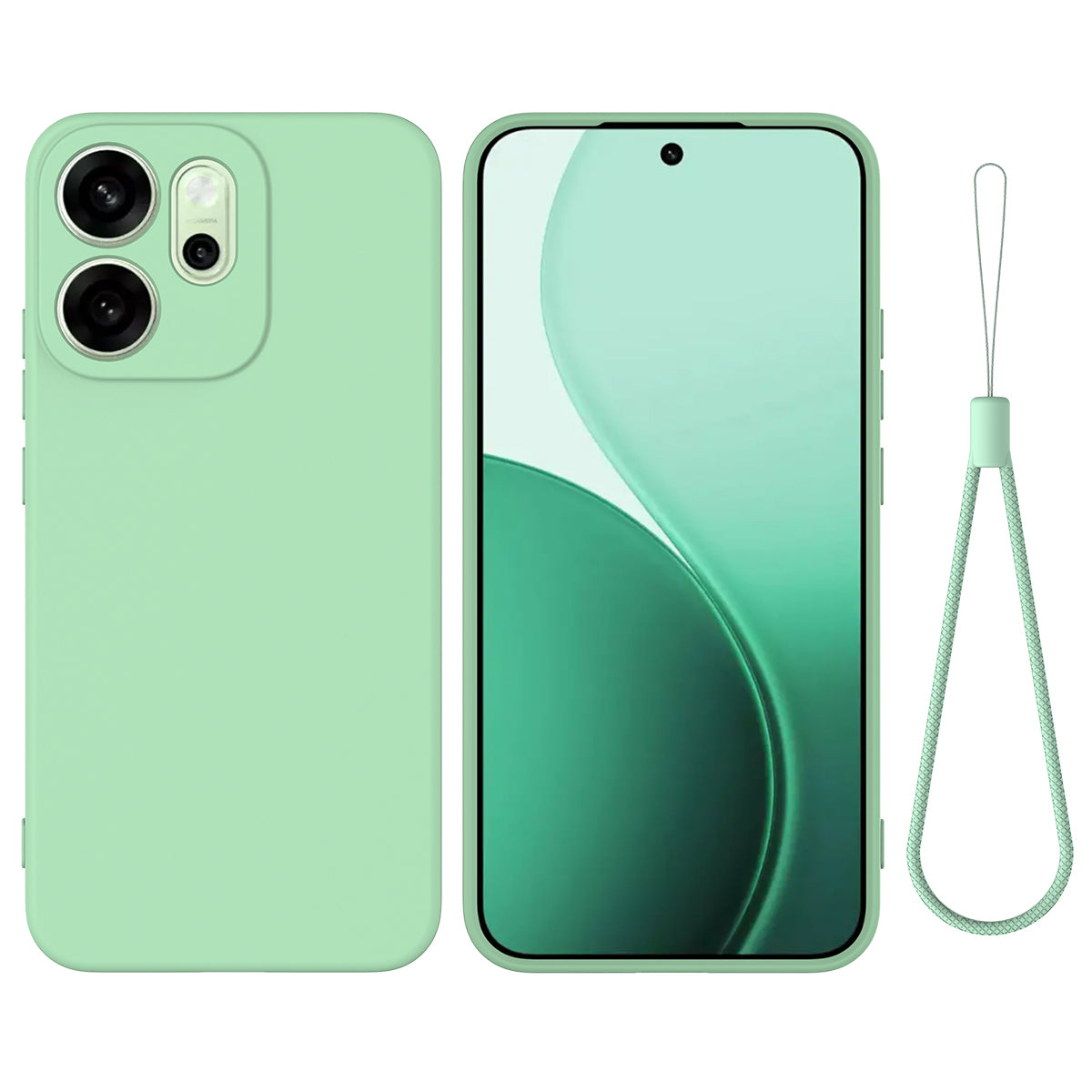 For Oppo Reno15 Pro 5G (China) / Oppo Reno15 Pro Max 5G (Global) Liquid Silicone Case Phone Back Cover with Hand Strap
