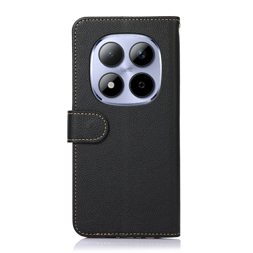 KHAZNEH For Xiaomi Redmi Note 15 Pro 4G (Global) Case RFID Blocking Wallet Litchi Texture PU Leather Phone Cover with Strap