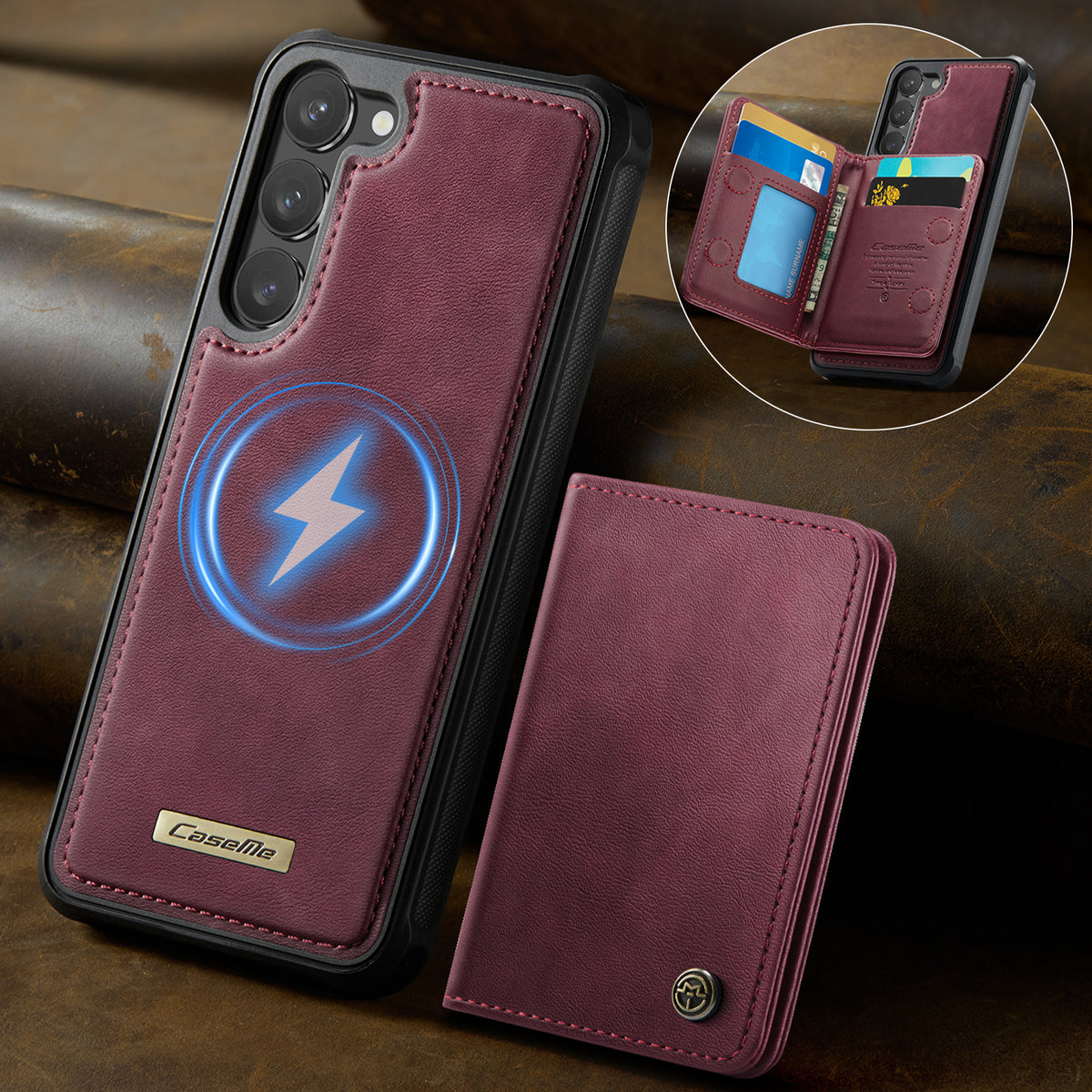 CASEME For Samsung Galaxy S23+ Magnetic Case ME80 Series Leather PC TPU Phone Cover with Detachable Wallet
