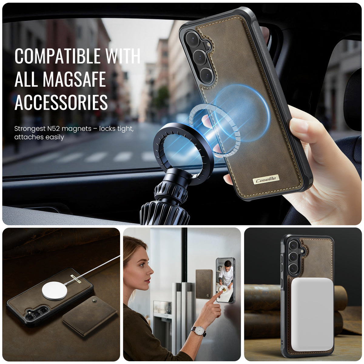 CASEME For Samsung Galaxy S26+ Magnetic Case ME80 Series Leather PC TPU Phone Cover with Detachable Wallet